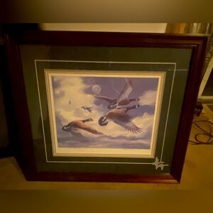 SIGNED ZETTIE JONES  MOONLIT SERENADE S/N PRINT Custom Matting 76/250 Geese MINT